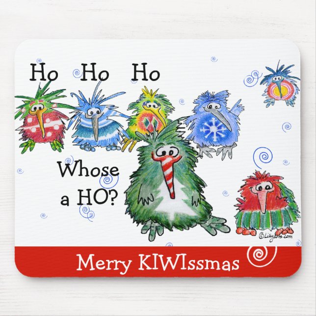 Funny Cartoon Kiwi Christmas Gift Mousepad (Front)