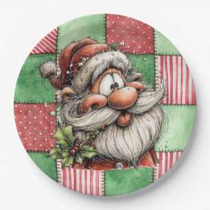 Funny Cartoon Laughing Santa Paper Plate