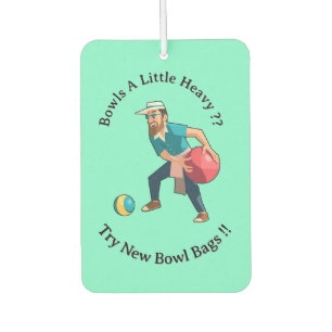 Funny Cartoon Lawn Bowler With A Heavy Bowl, Air Freshener