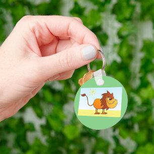 Funny Cartoon Lion in the Sun Safari Animal Keychain