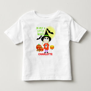 Funny Cartoon Little Wicked Witch Halloween Toddler T-shirt
