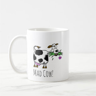 Funny Cartoon Mad Cow Mug- personalize it! Coffee  Coffee Mug