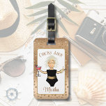 Funny Cartoon Mature Woman Cruise Beach Tropical Luggage Tag<br><div class="desc">This funny luggage tag lets everyone know that you are ready to relax and party on your tropical vacation. You can customize this luggage tag with your name and message!</div>