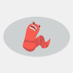 Funny Cartoon Mongolian Death Worm Oval Sticker