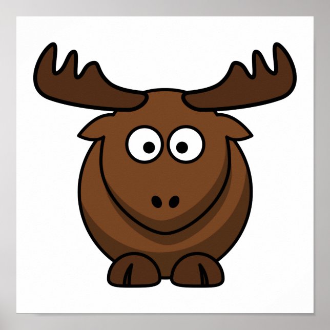 Funny Cartoon Moose Poster (Front)