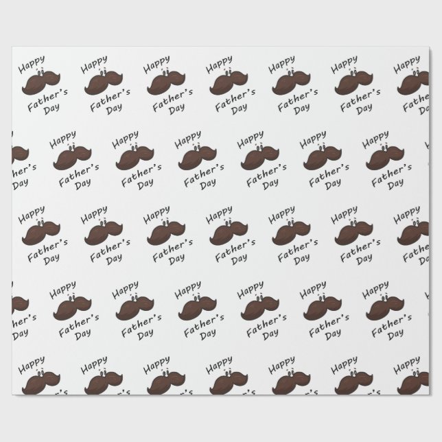 Funny Cartoon Moustache Wrapping Paper (Flat)