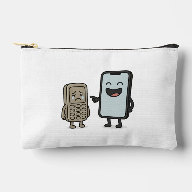  Funny Cartoon _ New Smartphone vs Old Phone Accessory Pouch (Front)
