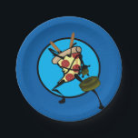 FUNNY CARTOON NINJA PIZZA GRAPHIC PAPER PLATES<br><div class="desc">Funny Cartoon Ninja pizza graphic illustration paper plates. Background colour can be customized.</div>