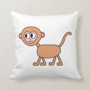 Funny Cartoon of a Monkey. Throw Pillow