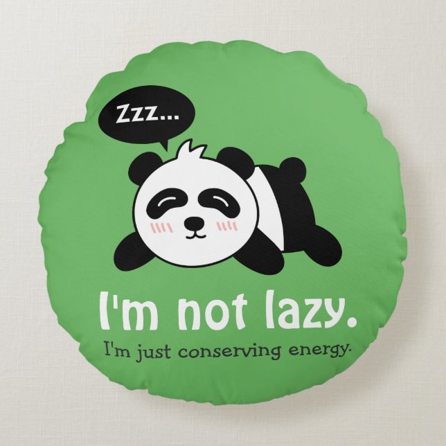 Funny Cartoon of Cute Sleeping Panda Round Pillow (Front)