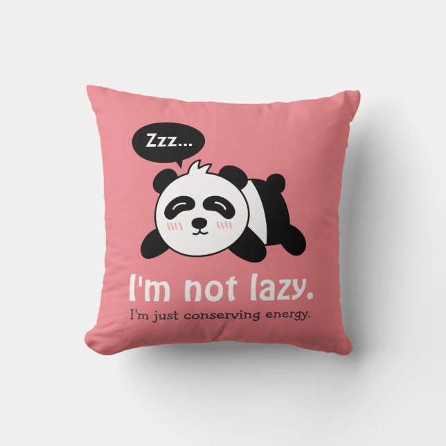 Funny Cartoon of Cute Sleeping Panda Throw Pillow (Front)