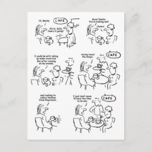 Funny Cartoon of Women in a Coffee Shop Postcard