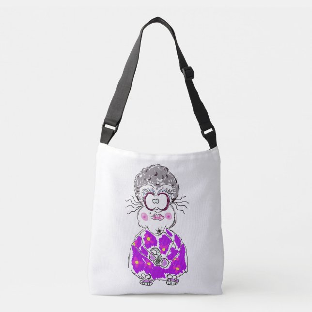 FUNNY CARTOON OLD LADY MARGARET SHOULDER TOTE BAG (Front)