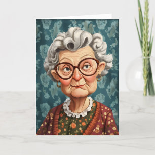 Funny Cartoon Old Woman Holiday Card