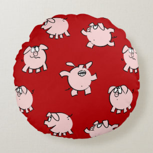 Funny Cartoon Pattern Pig Year Choose Colour Round Round Pillow