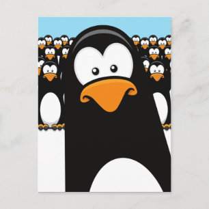 Funny Cartoon Penguins Postcard