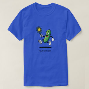 Funny Cartoon Pickleball Pickle Character Retro Sp T-Shirt