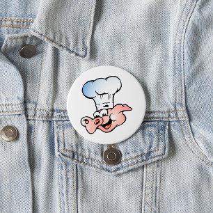 Funny Cartoon Pig Chef with Hat  3 Inch Round Button
