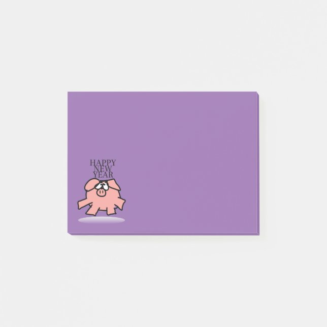 Funny Cartoon Pig New Year Choose Colour Post-it Post-it Notes (Front)