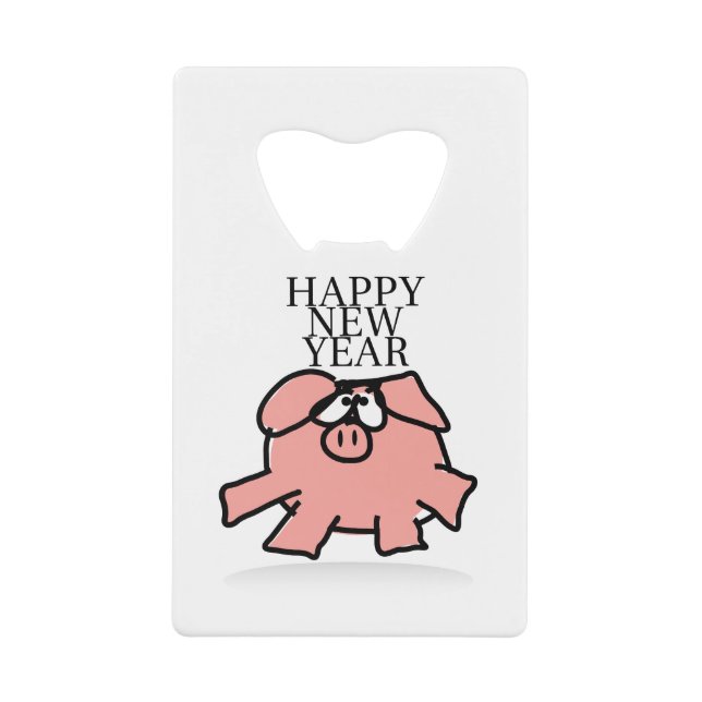 Funny Cartoon Pig Year 2019 choose Colour Bottle O Credit Card Bottle Opener (Front)