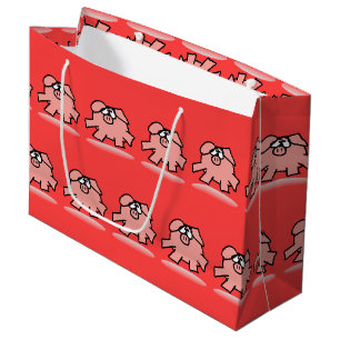 Funny Cartoon Pig Year baby Choose colour L Gift B Large Gift Bag