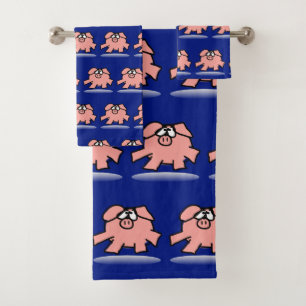 Funny Cartoon Pig Year Birthday Choose colour Bath Bath Towel Set