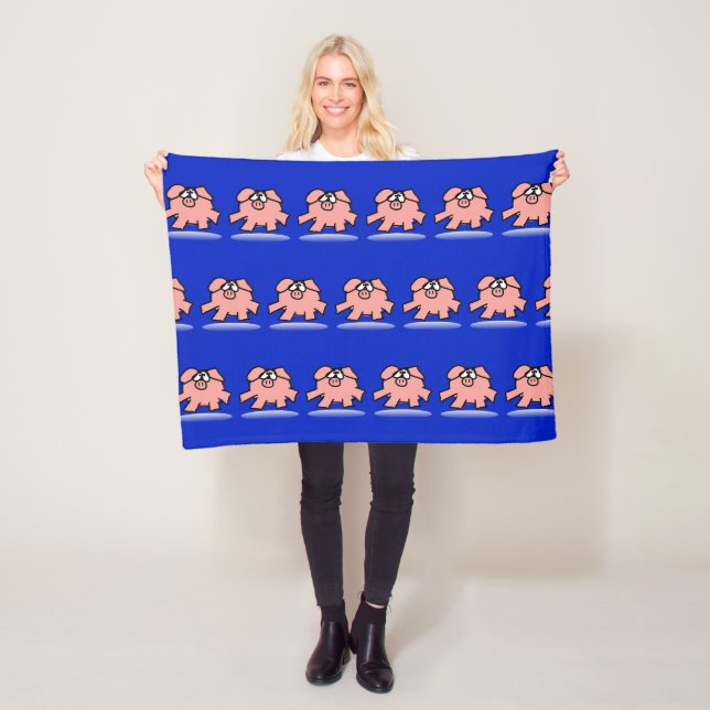Funny Cartoon Pig Year Birthday Choose colour FlB Fleece Blanket (In Situ)
