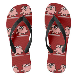 Funny Cartoon Pig Year Birthday Choose colour MFF Flip Flops
