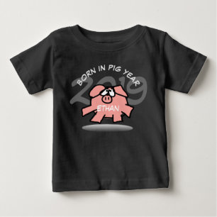 Funny Cartoon Pink Pig 2019 Personalized Baby Tee