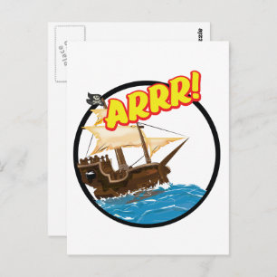 Funny cartoon Pirate ship  Postcard
