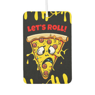 Funny Cartoon Pizza Slice with Custom Text Air Freshener