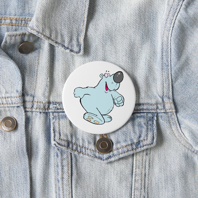 Funny Cartoon Polar Bear Cute Blue Character  3 Inch Round Button (Creator Uploaded)