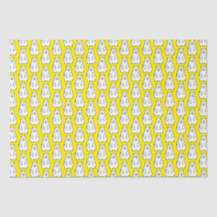 Funny Cartoon Polar Bears Yellow Background Tissue Paper