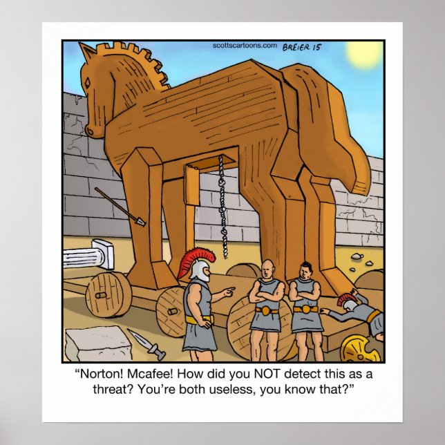 Funny Cartoon Poster- Trojan Horse Poster (Front)