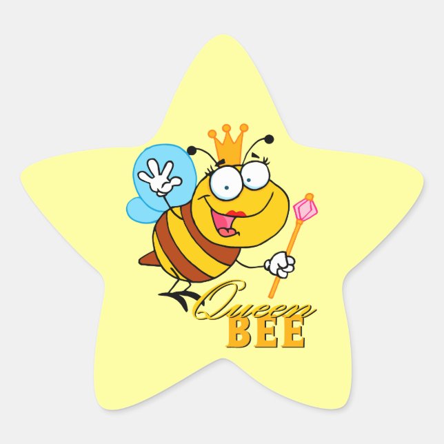 funny cartoon queen bee with text star sticker (Front)