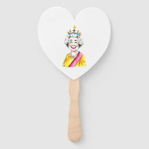 Funny Cartoon Queen Elizabeth II Royal Portrait Hand Fan