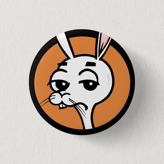 FUNNY CARTOON RABBIT ROUND BUTTON (Front)