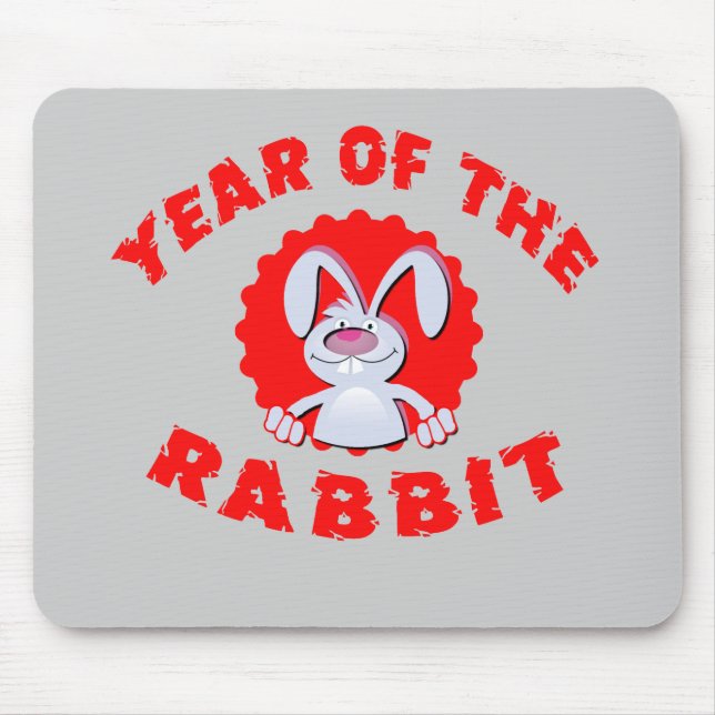 Funny Cartoon Rabbit Year of the Rabbit Gifts Mouse Pad (Front)