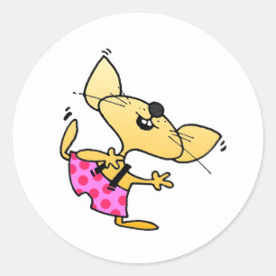 Funny Cartoon Rats Dance Classic Round Sticker