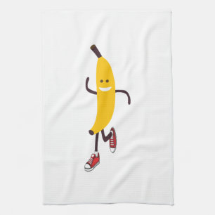 Funny Cartoon Running Banana Kitchen Towel