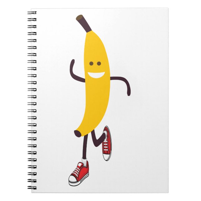 Funny Cartoon Running Banana Notebook (Front)