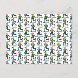 Funny Cartoon Running Figures Postcard