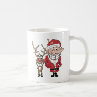 Funny Cartoon Santa and Rudolph Coffee Mug