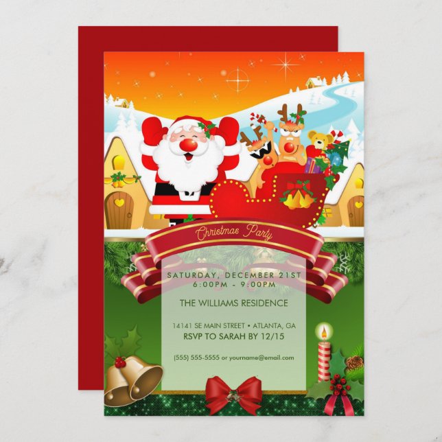 Funny Cartoon Santa Claus            Invitation (Front/Back)