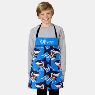 Funny Cartoon Shark Pattern Apron