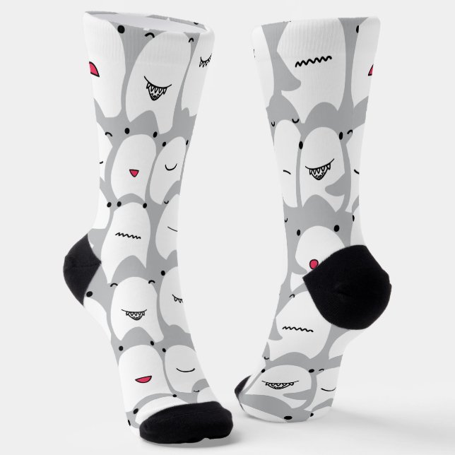 Funny Cartoon Shark Socks (Angled)