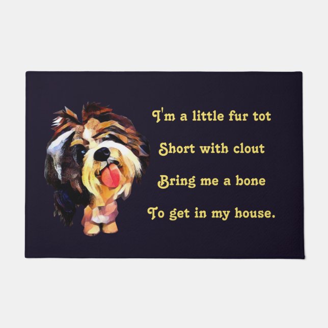Funny Cartoon Shih Tzu Dog Doormat (Front)