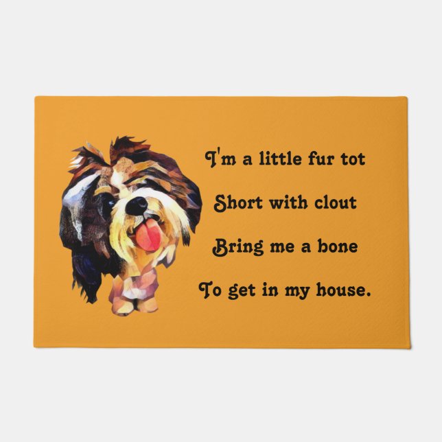 Funny Cartoon Shih Tzu Dog Doormat (Front)