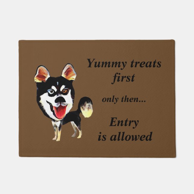 Funny Cartoon Siberian Husky Doormat (Front)