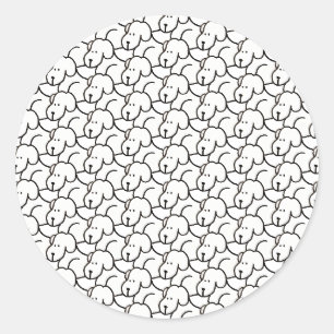 Funny Cartoon Sitting Dogs Classic Round Sticker